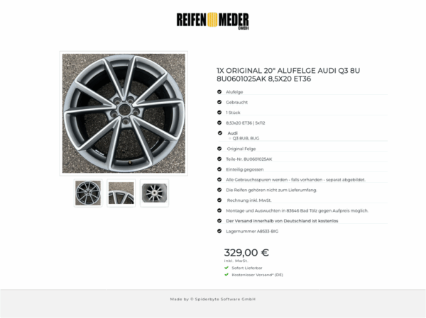 1X ORIGINAL 20" ALUFELGE AUDI Q3 8U 8U0601025AK 8,5X20 ET36 #1KXT – Bild 4
