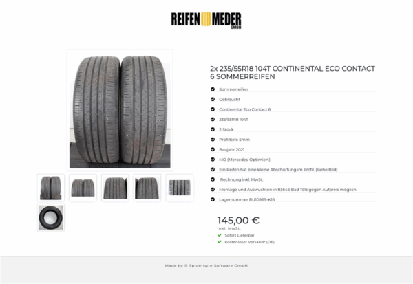 2x 235/55R18 104T CONTINENTAL ECO CONTACT 6 SOMMERREIFEN #1TKD – Bild 7
