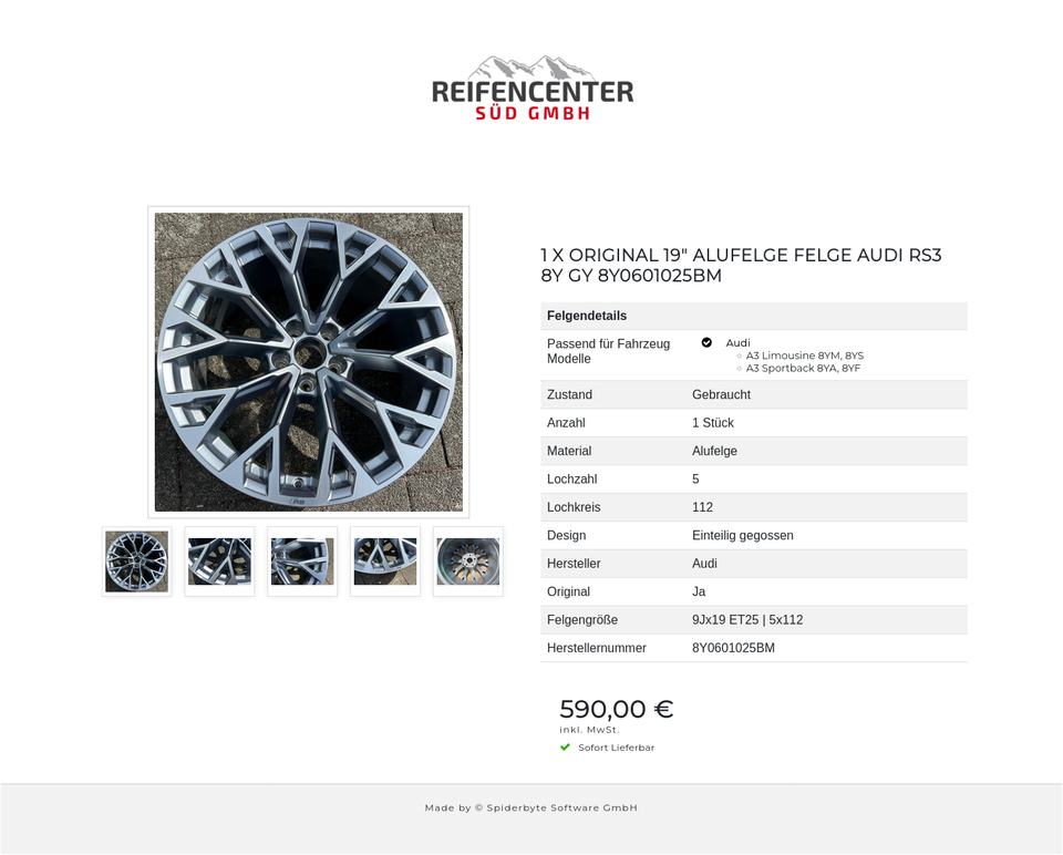 1 X ORIGINAL 19" ALUFELGE FELGE AUDI RS3 8Y GY 8Y0601025BM #1X9M – Bild 6