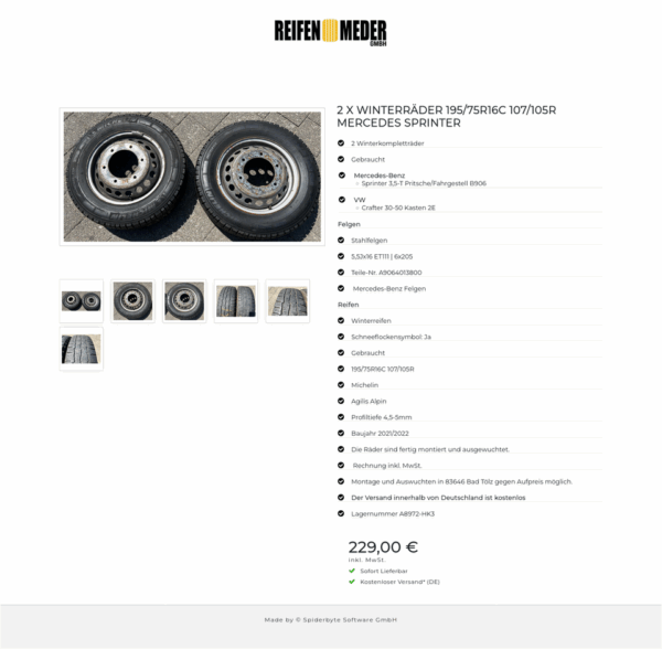 2 X WINTERRÄDER 195/75R16C 107/105R MERCEDES SPRINTER #204K – Bild 7