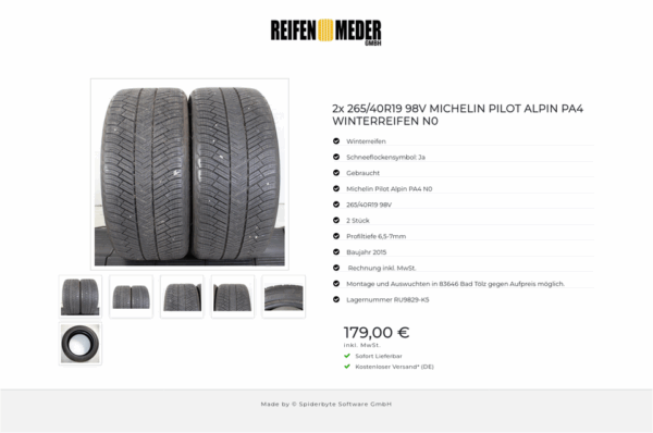 2x 265/40R19 98V MICHELIN PILOT ALPIN PA4 WINTERREIFEN N0 #1OCN – Bild 7