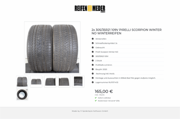 2x 305/35R21 109V PIRELLI SCORPION WINTER NO WINTERREIFEN #1UID – Bild 7