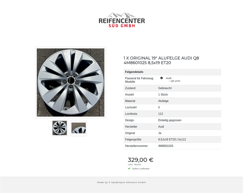 1 X ORIGINAL 19" ALUFELGE AUDI Q8 4M8601025 8,5x19 ET20 #1Y7C – Bild 3