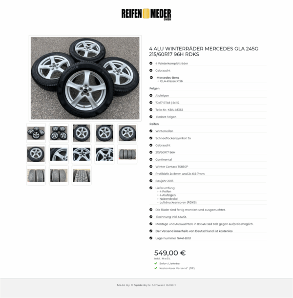 4 ALU WINTERRÄDER MERCEDES GLA 245G 215/60R17 96H RDKS  #10UO – Bild 14