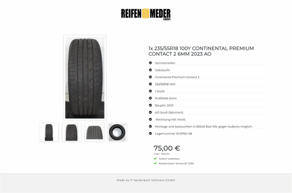 1x 235/55R18 100Y CONTINENTAL PREMIUM CONTACT 2 6MM 2023 AO #1O4W – Bild 5