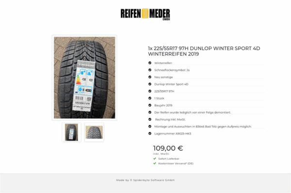 1x 225/55R17 97H DUNLOP WINTER SPORT 4D WINTERREIFEN 2019  #1U9N – Bild 3
