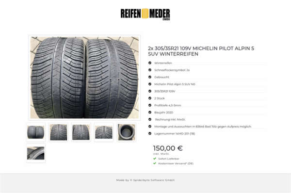 2x 305/35R21 109V MICHELIN PILOT ALPIN 5 SUV WINTERREIFEN #1093 – Bild 7