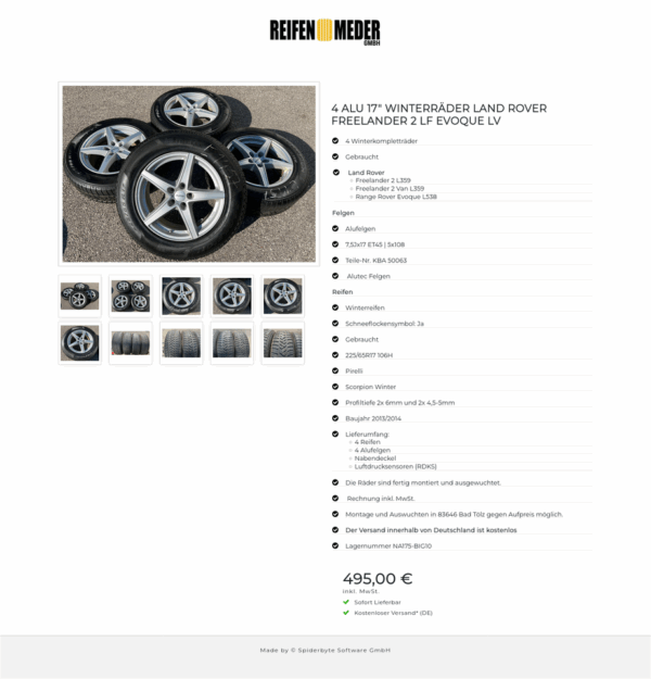 4 ALU 17" WINTERRÄDER LAND ROVER FREELANDER 2 LF EVOQUE LV  #1MAT – Bild 11