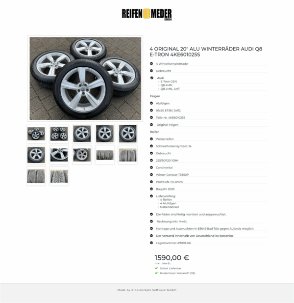 4 ORIGINAL 20" ALU WINTERRÄDER AUDI Q8 E-TRON 4KE601025S #1NEI – Bild 13