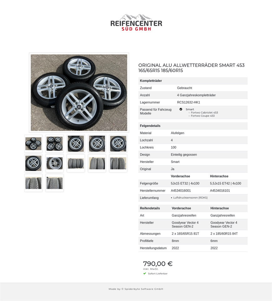 ORIGINAL ALU ALLWETTERRÄDER SMART 453 165/65R15 185/60R15 #203K – Bild 13