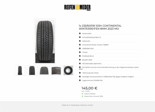 1x 235/60R18 103H CONTINENTAL WINTERREIFEN 8MM 2023 MO #1N5C – Bild 6