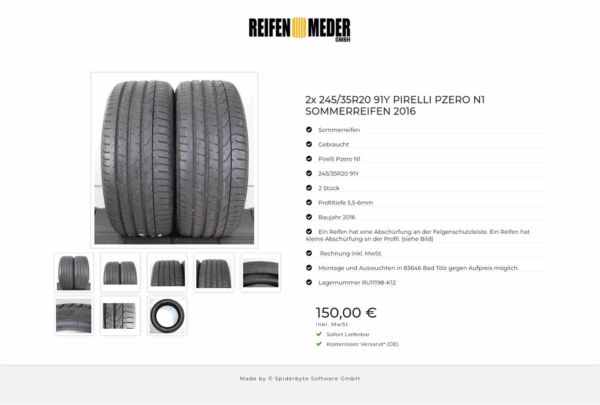 2x 245/35R20 91Y PIRELLI PZERO N1 SOMMERREIFEN 2016 #1UVC – Bild 9