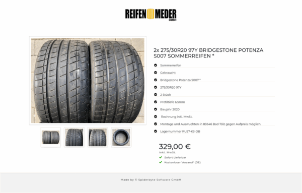 2x 275/30R20 97Y BRIDGESTONE POTENZA S007 SOMMERREIFEN * #1241 – Bild 5
