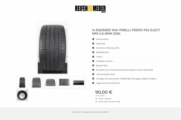 1x 305/30R21 104Y PIRELLI PZERO PZ4 ELECT NF0 4,5-5MM 2024 #1W8S – Bild 7