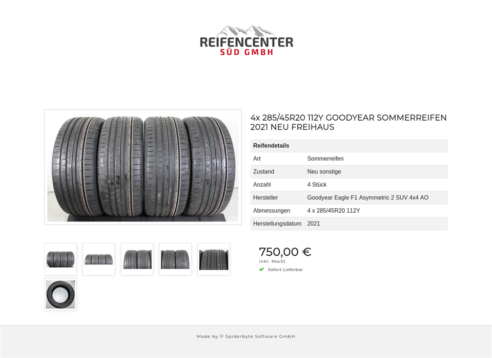 4x 285/45R20 112Y GOODYEAR SOMMERREIFEN 2021 NEU FREIHAUS #1RHP – Bild 7