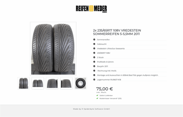 2x 235/65R17 108V VREDESTEIN SOMMERREIFEN 5-5,5MM 2011 #1NTR – Bild 6