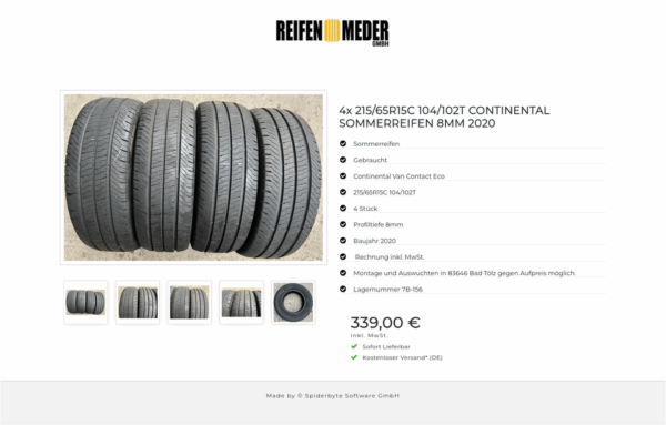 4x 215/65R15C 104/102T CONTINENTAL SOMMERREIFEN 8MM 2020 #1TCL – Bild 6