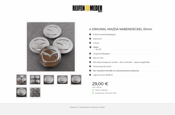 4 ORIGINAL MAZDA NABENDECKEL 51mm #1MIK – Bild 8