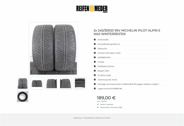 2x 245/35R20 95V MICHELIN PILOT ALPIN 5 NA0 WINTERREIFEN #1T2G – Bild 7