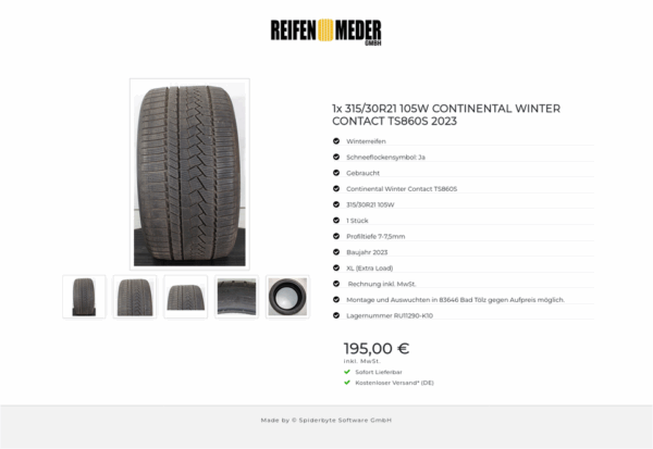 1x 315/30R21 105W CONTINENTAL WINTER CONTACT TS860S 2023  #1V8N – Bild 6