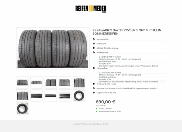 2x 245/40R19 94Y 2x 275/35R19 96Y MICHELIN SOMMERREIFEN #1WHI – Bild 12