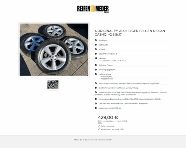 4 ORIGINAL 17" ALUFELGEN FELGEN NISSAN QASHQI +2 6,5x17  #1OEW – Bild 2