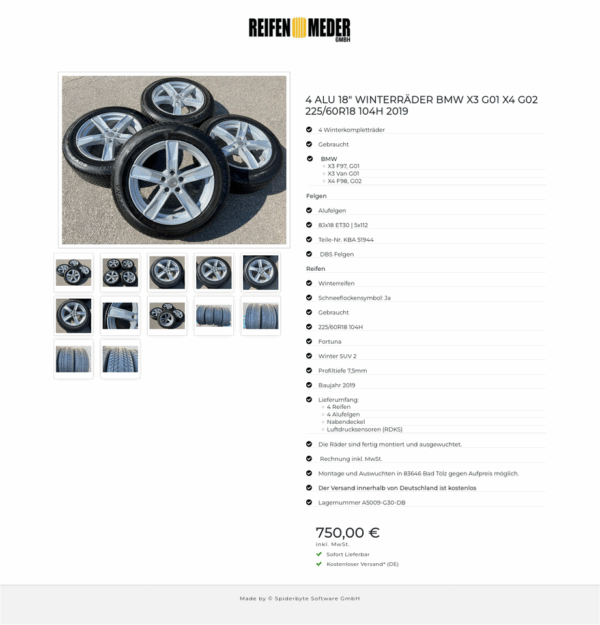 4 ALU 18" WINTERRÄDER BMW X3 G01 X4 G02 225/60R18 104H 2019 #13SW – Bild 13