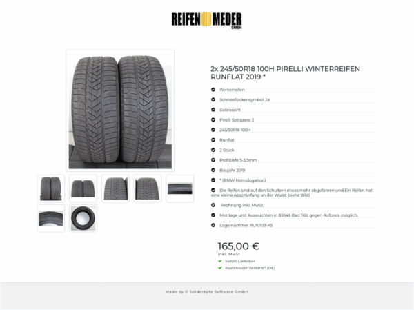 2x 245/50R18 100H PIRELLI WINTERREIFEN RUNFLAT 2019 * #1OTR – Bild 8