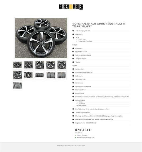 4 ORIGINAL 19" ALU WINTERRÄDER AUDI TT TTS 8S " BLADE " #1KHO – Bild 12