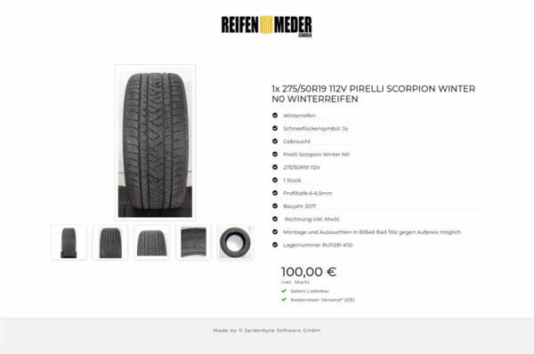 1x 275/50R19 112V PIRELLI SCORPION WINTER N0 WINTERREIFEN #1V8O – Bild 6