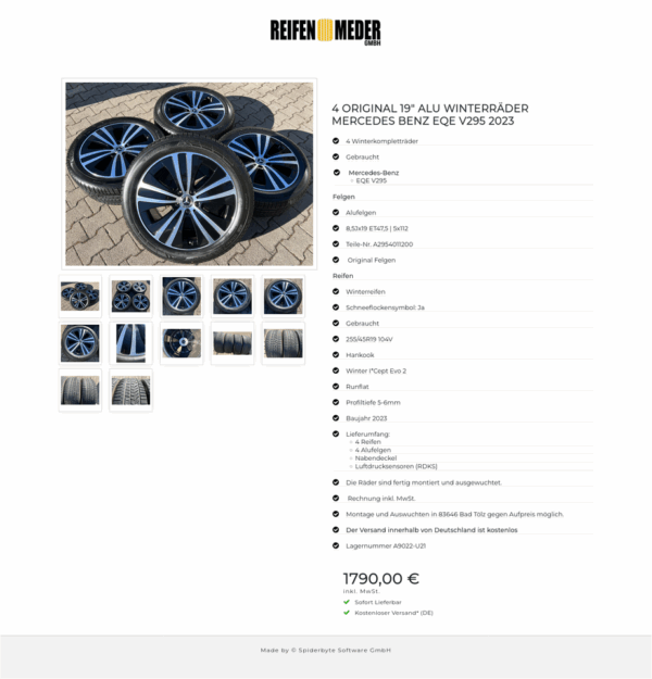 4 ORIGINAL 19" ALU WINTERRÄDER MERCEDES BENZ EQE V295 2023 #1RYP – Bild 13