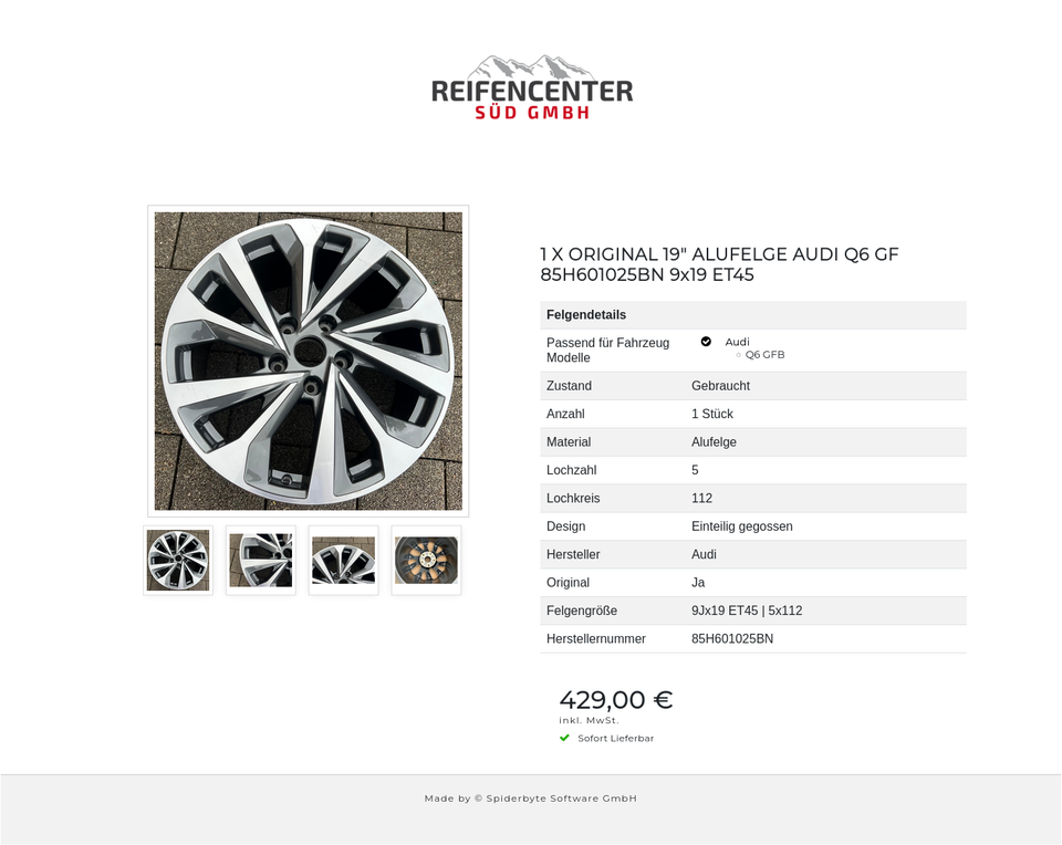 1 X ORIGINAL 19" ALUFELGE AUDI Q6 GF 85H601025BN 9x19 ET45 #1Z7S – Bild 5