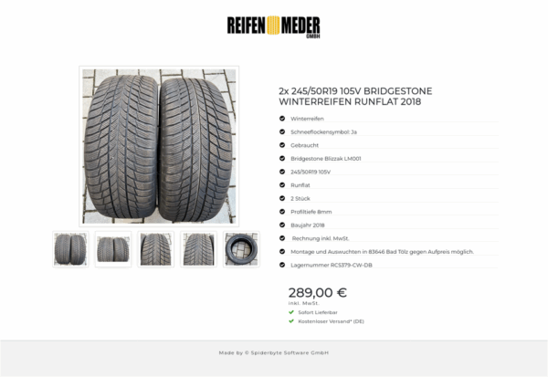 2x 245/50R19 105V BRIDGESTONE WINTERREIFEN RUNFLAT 2018 #10DL – Bild 6