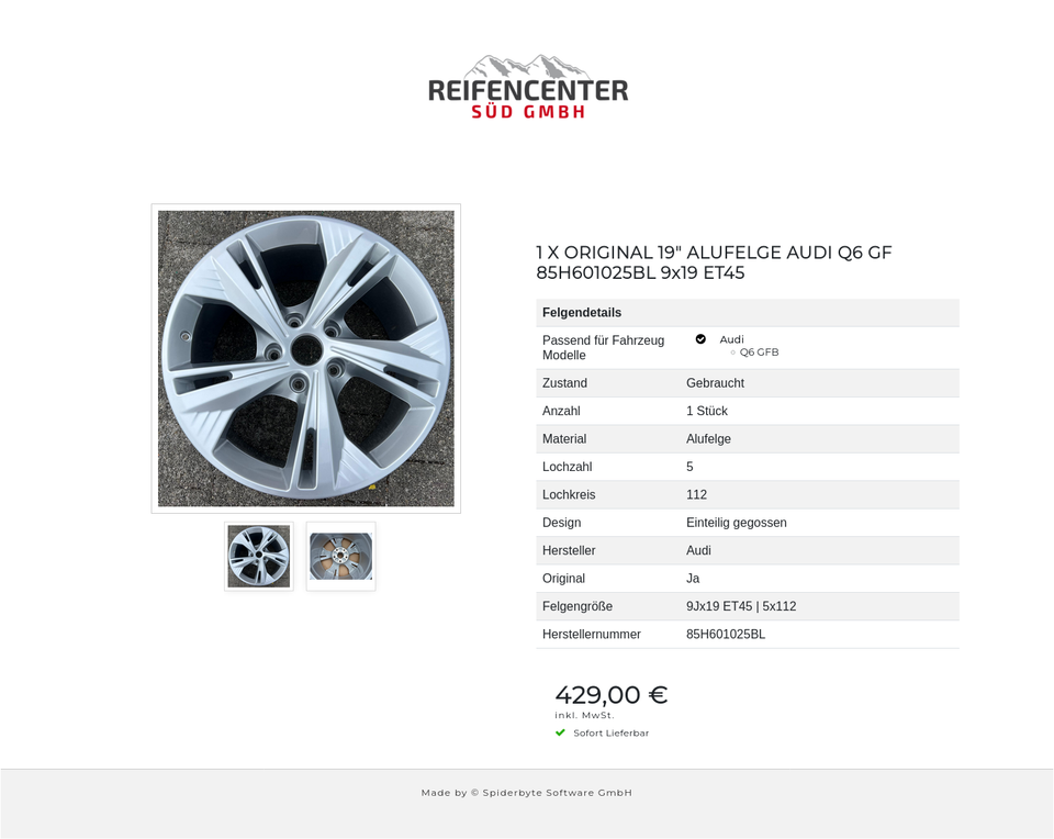 1 X ORIGINAL 19" ALUFELGE AUDI Q6 GF 85H601025BL 9x19 ET45 #1YIY – Bild 3