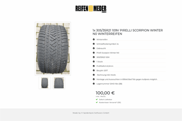 1x 305/35R21 109V PIRELLI SCORPION WINTER N0 WINTERREIFEN #5743 – Bild 3