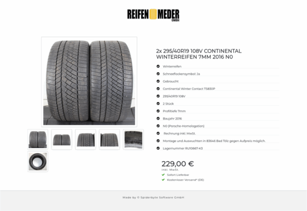 2x 295/40R19 108V CONTINENTAL WINTERREIFEN 7MM 2016 N0 #1QYF – Bild 7
