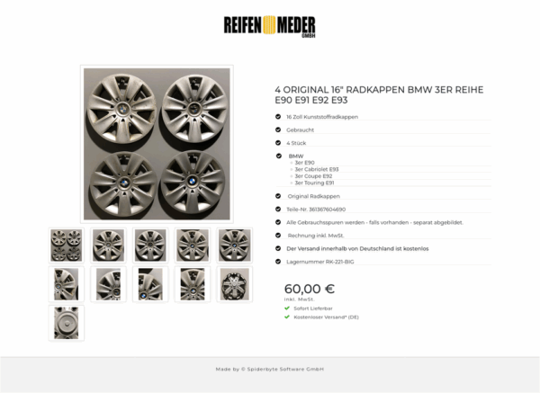 4 ORIGINAL 16" RADKAPPEN BMW 3ER REIHE E90 E91 E92 E93 #1BCW – Bild 12