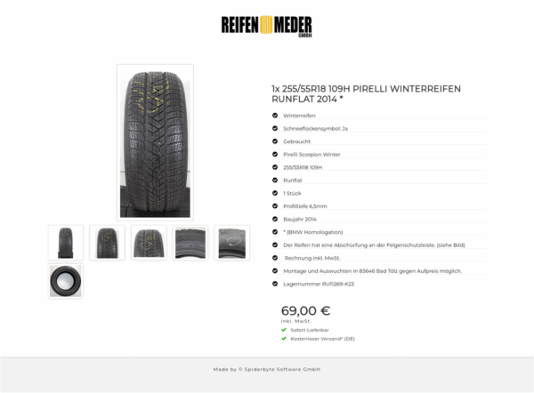 1x 255/55R18 109H PIRELLI WINTERREIFEN RUNFLAT 2014 * #1V6T – Bild 7