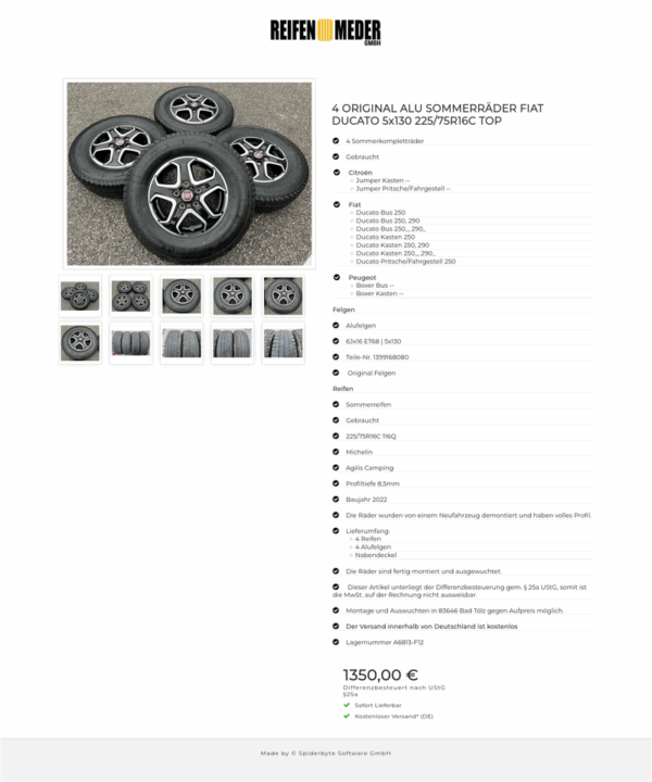 4 ORIGINAL ALU SOMMERRÄDER FIAT DUCATO 5x130 225/75R16C TOP #1CMZ – Bild 11