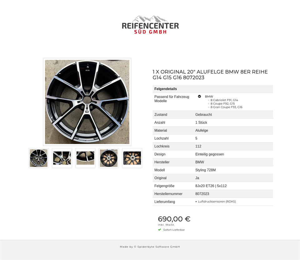 1 X ORIGINAL 20" ALUFELGE BMW 8ER REIHE G14 G15 G16 8072023 #1TVK – Bild 6