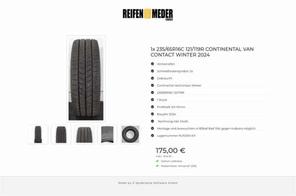 1x 235/65R16C 121/119R CONTINENTAL VAN CONTACT WINTER 2024  #1UVH – Bild 6