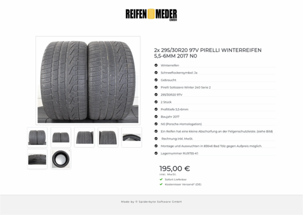 2x 295/30R20 97V PIRELLI WINTERREIFEN 5,5-6MM 2017 N0 #1O4R – Bild 8