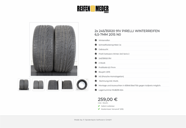 2x 245/35R20 91V PIRELLI WINTERREIFEN 6,5-7MM 2015 N0 #1GJY – Bild 6