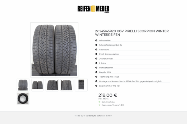 2x 245/45R20 103V PIRELLI SCORPION WINTER WINTERREIFEN #1TLF – Bild 7