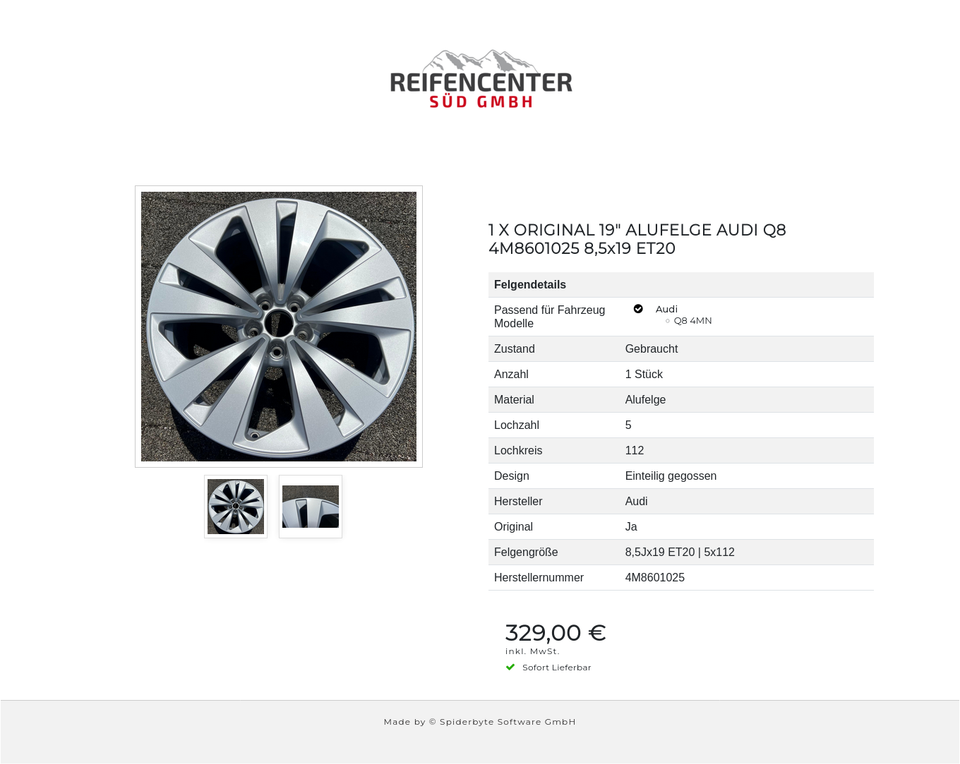 1 X ORIGINAL 19" ALUFELGE AUDI Q8 4M8601025 8,5x19 ET20 #1Y7B – Bild 3