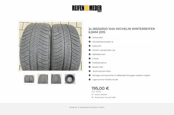 2x 265/45R20 104V MICHELIN WINTERREIFEN 6,5MM 2015 #8716 – Bild 5