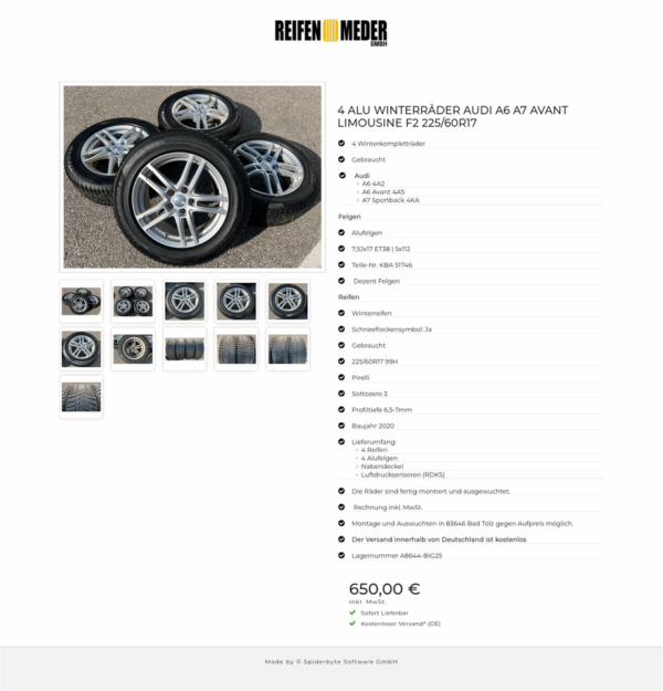 4 ALU WINTERRÄDER AUDI A6 A7 AVANT LIMOUSINE F2 225/60R17 #1L6X – Bild 12