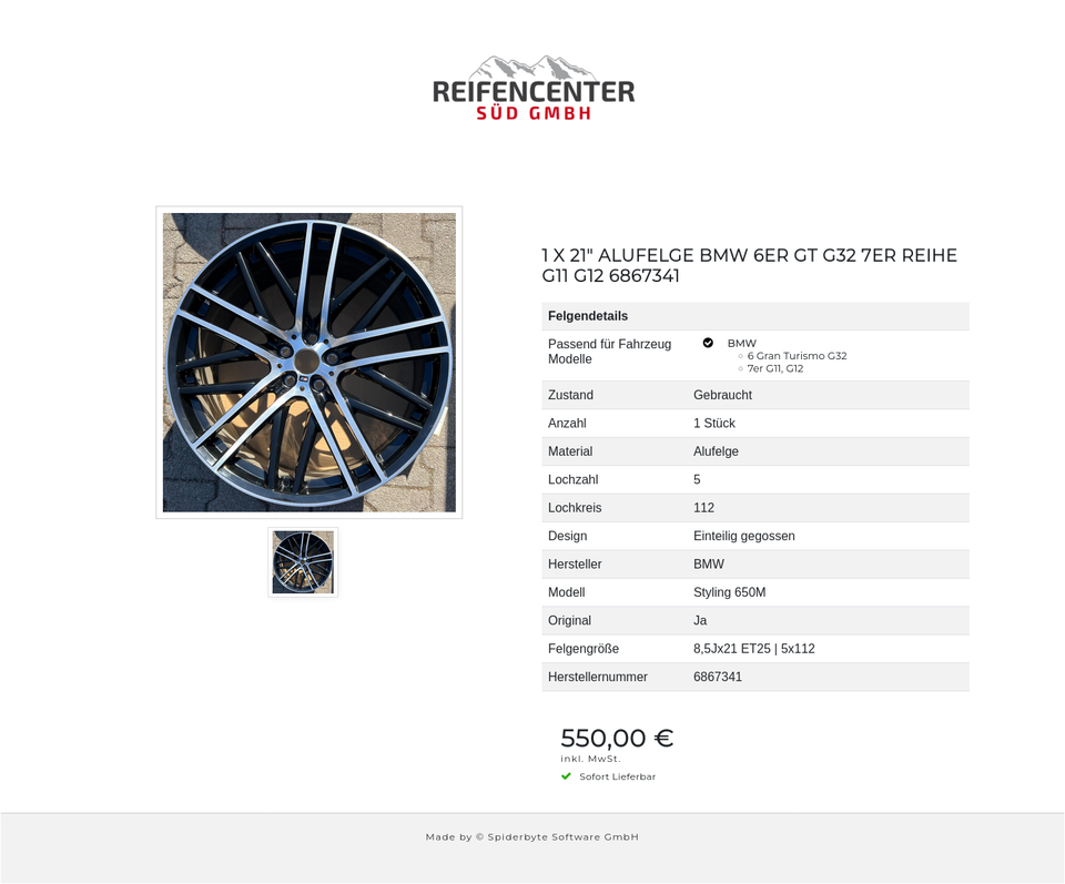 1 X 21" ALUFELGE BMW 6ER GT G32 7ER REIHE G11 G12 6867341 #1UAQ – Bild 2