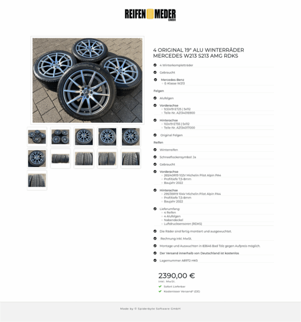 4 ORIGINAL 19" ALU WINTERRÄDER MERCEDES W213 S213 AMG RDKS #1URZ – Bild 12