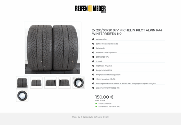 2x 295/30R20 97V MICHELIN PILOT ALPIN PA4 WINTERREIFEN N0 #1BIK – Bild 7